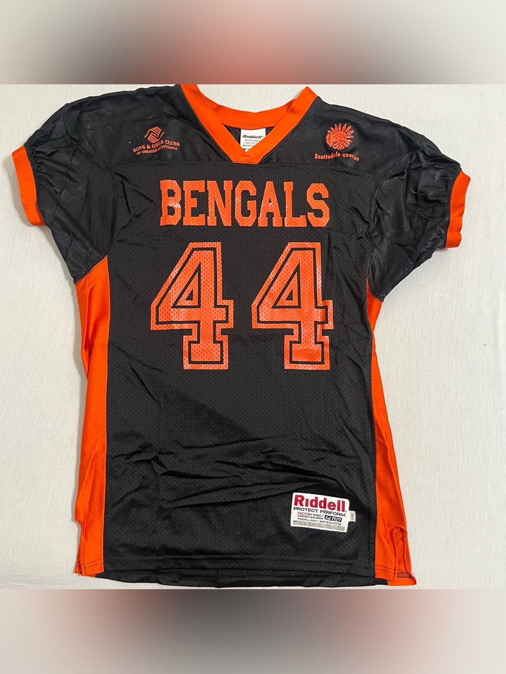 Bengals #44 Black and Orange Football Jersey - Boys and Girls Club